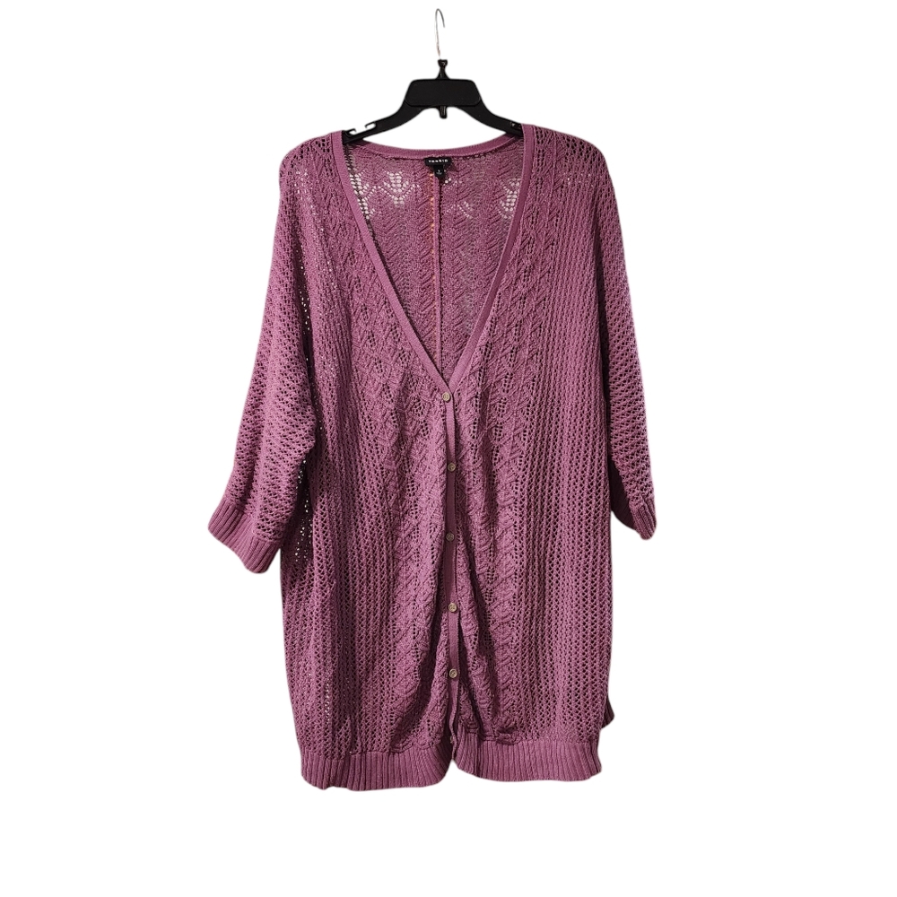 Torrid size 3 purple knit cotton button-up sweater